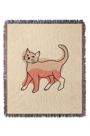 Cat Colour Jacquard Woven Blanket (Neutral) | Harper & Blake