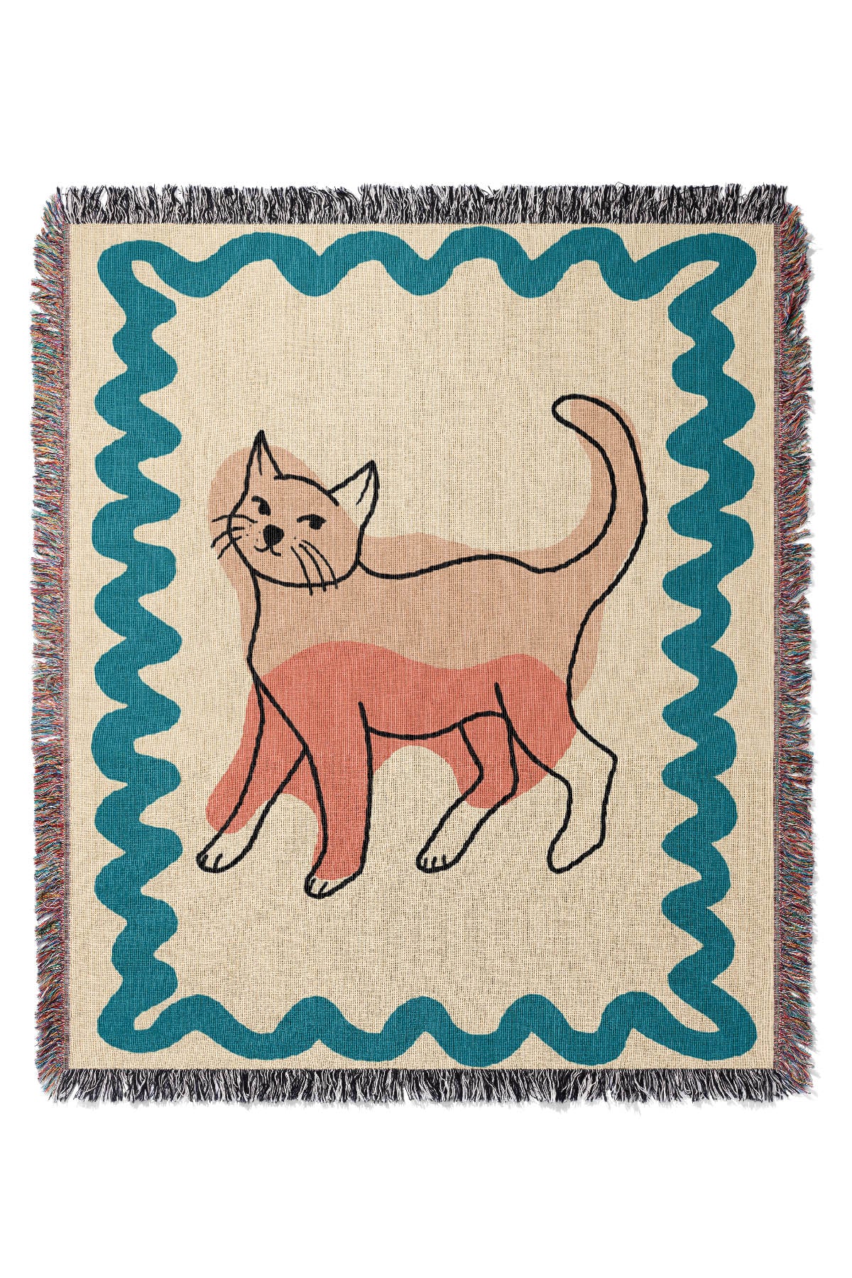 Cat Colour Swirl Jacquard Woven Blanket (Neutral) | Harper & Blake