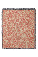 Doodle Line Art Jacquard Woven Blanket (Coral Pink)