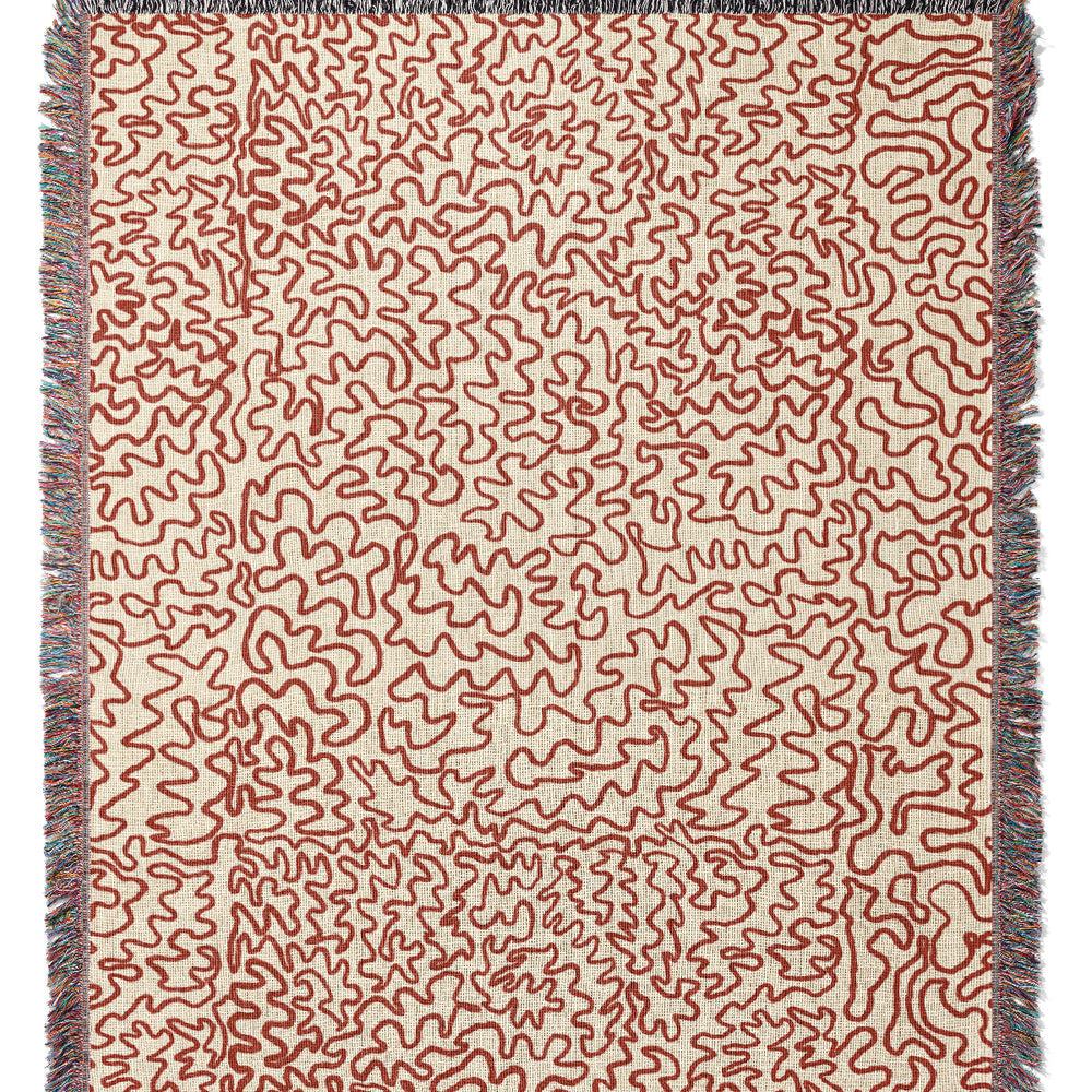 Doodle Line Art Jacquard Woven Blanket (Light Pink) | Harper & Blake