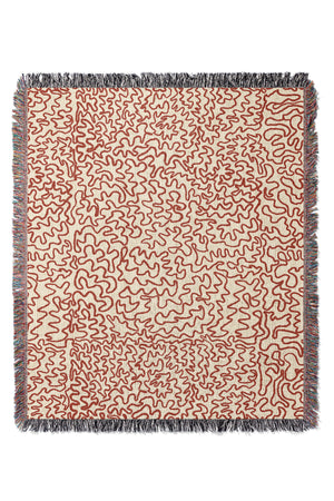 Doodle Line Art Jacquard Woven Blanket (Light Pink) | Harper & Blake