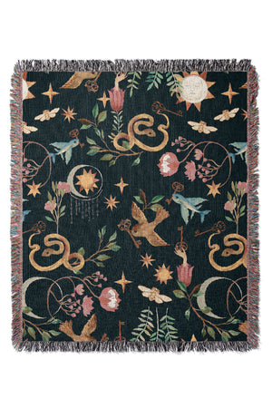 
            
                Load image into Gallery viewer, Enchanted Wonderland by Cecilia Mok Jacquard Woven Blanket (Blue) | Harper &amp;amp; Blake
            
        