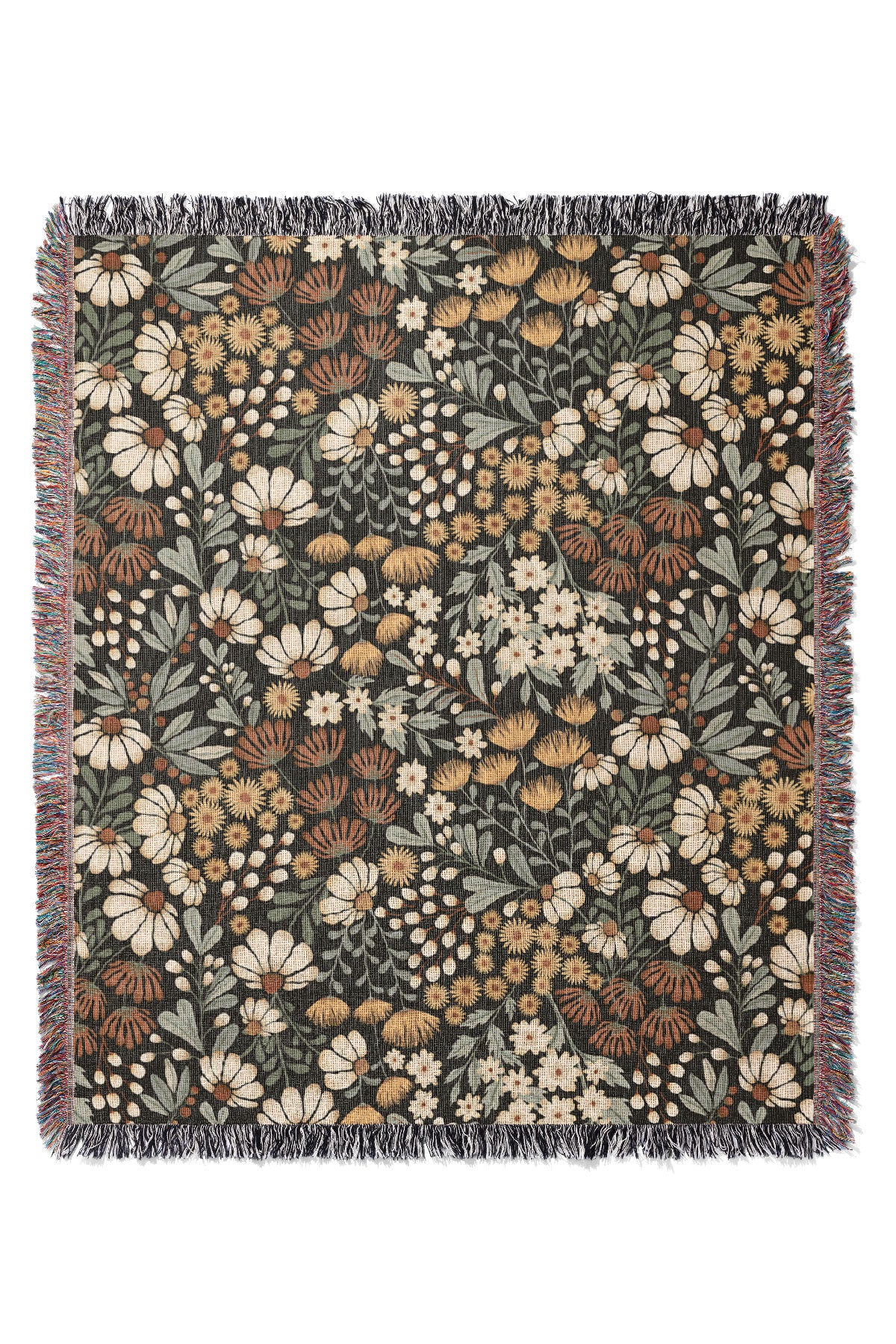 Floral Wilderness Garden by Garabateo Jacquard Woven Blanket (Grey) | Harper & Blake