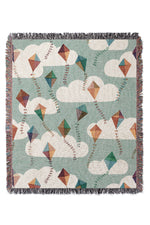 Flying Kites by Cecilia Mok Jacquard Woven Blanket (Blue)