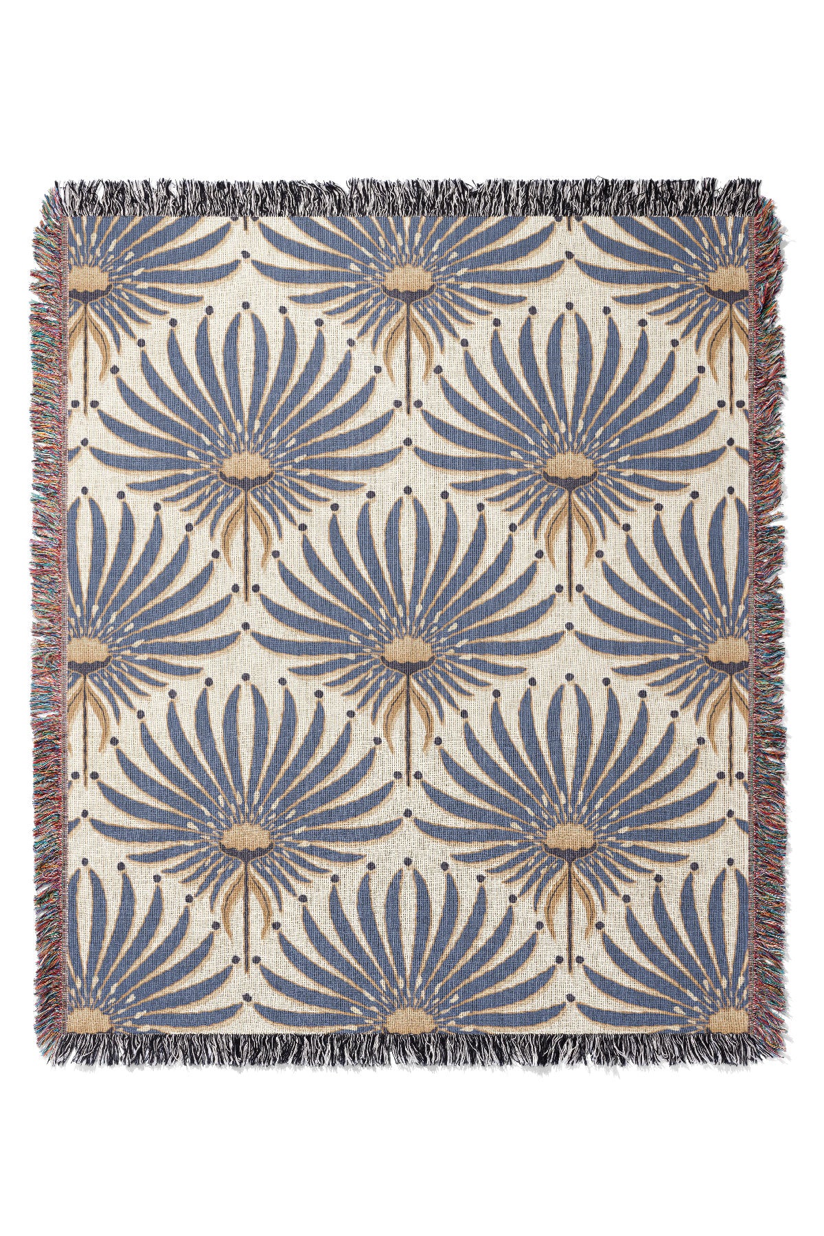 Geometric Flower by Garabateo Jacquard Woven Blanket (Very Peri) | Harper & Blake