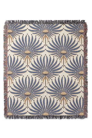 Geometric Flower by Garabateo Jacquard Woven Blanket (Very Peri) | Harper & Blake