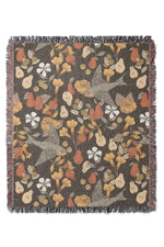 Golden Pears and Birds by Cecilia Mok Jacquard Woven Blanket (Grey)