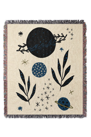 Botanical Planets by Ani Vidotto Jacquard Woven Blanket (Beige) | Harper & Blake
