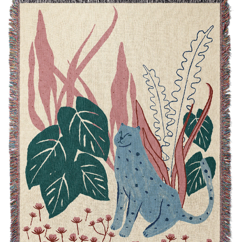 Felino by Ani Vidotto Jacquard Woven Blanket (Beige) | Harper & Blake