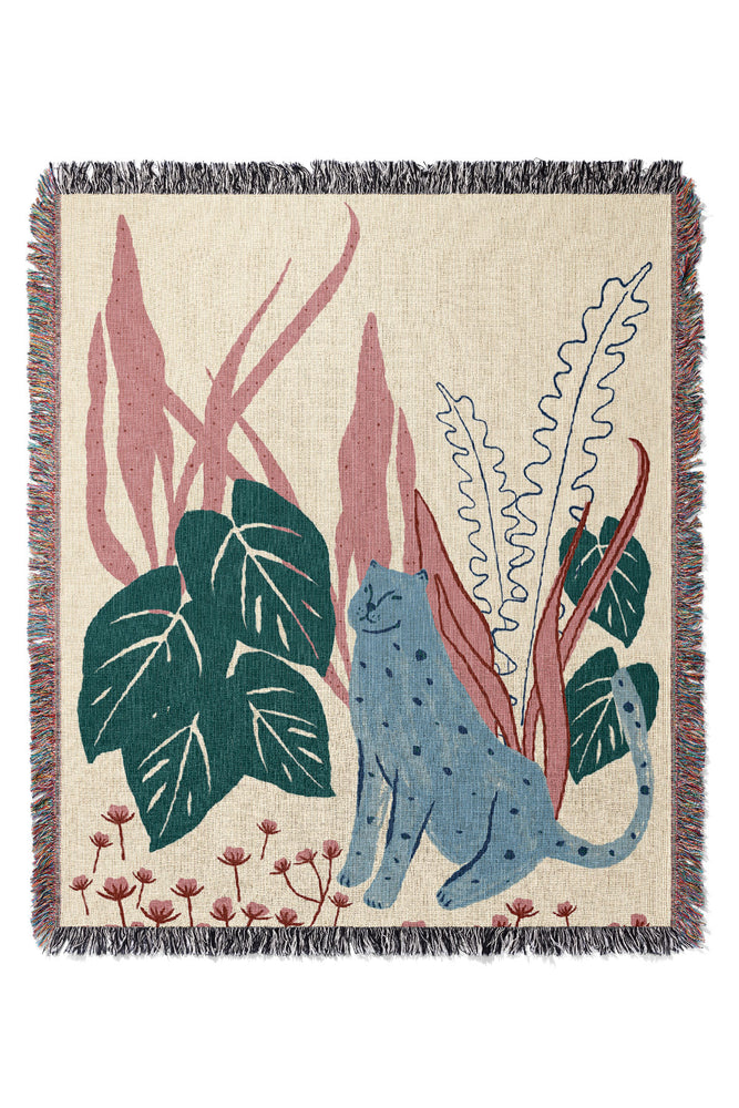 Felino by Ani Vidotto Jacquard Woven Blanket (Beige) | Harper & Blake