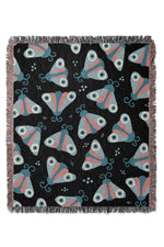 Evil Eye Butterfly by Aley Wild Jacquard Woven Blanket (Black)