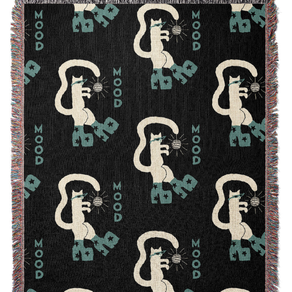 
                  
                    Mood Cat by Aley Wild Jacquard Woven Blanket (Black Green) | Harper & Blake
                  
                