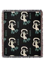 Mood Cat by Aley Wild Jacquard Woven Blanket (Black Green)