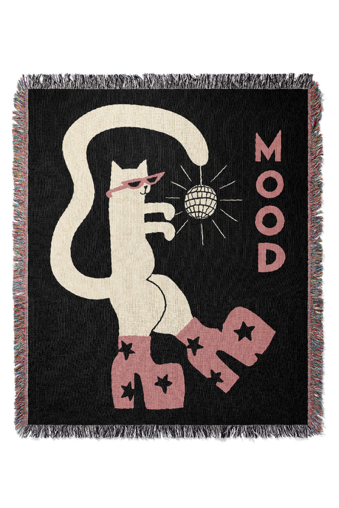 Mood Cat by Aley Wild Jacquard Woven Blanket (Black Pink) | Harper & Blake