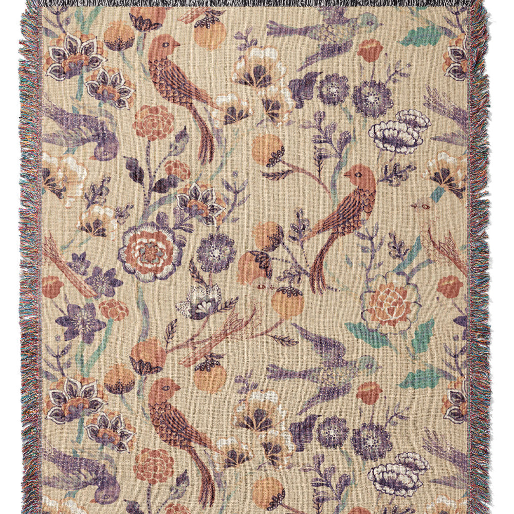 Indian Chintz by Cecilia Mok Jacquard Woven Blanket (Beige) | Harper & Blake