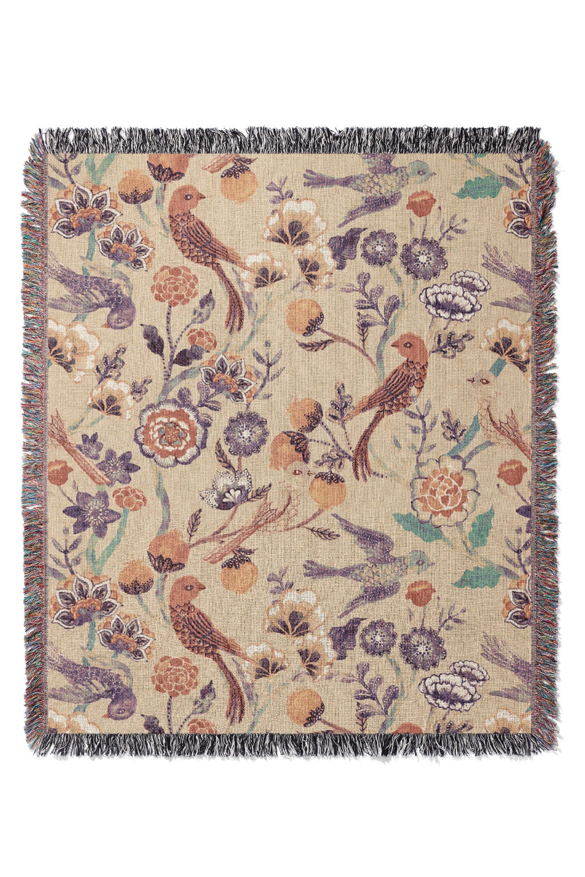 Indian Chintz by Cecilia Mok Jacquard Woven Blanket (Beige) | Harper & Blake