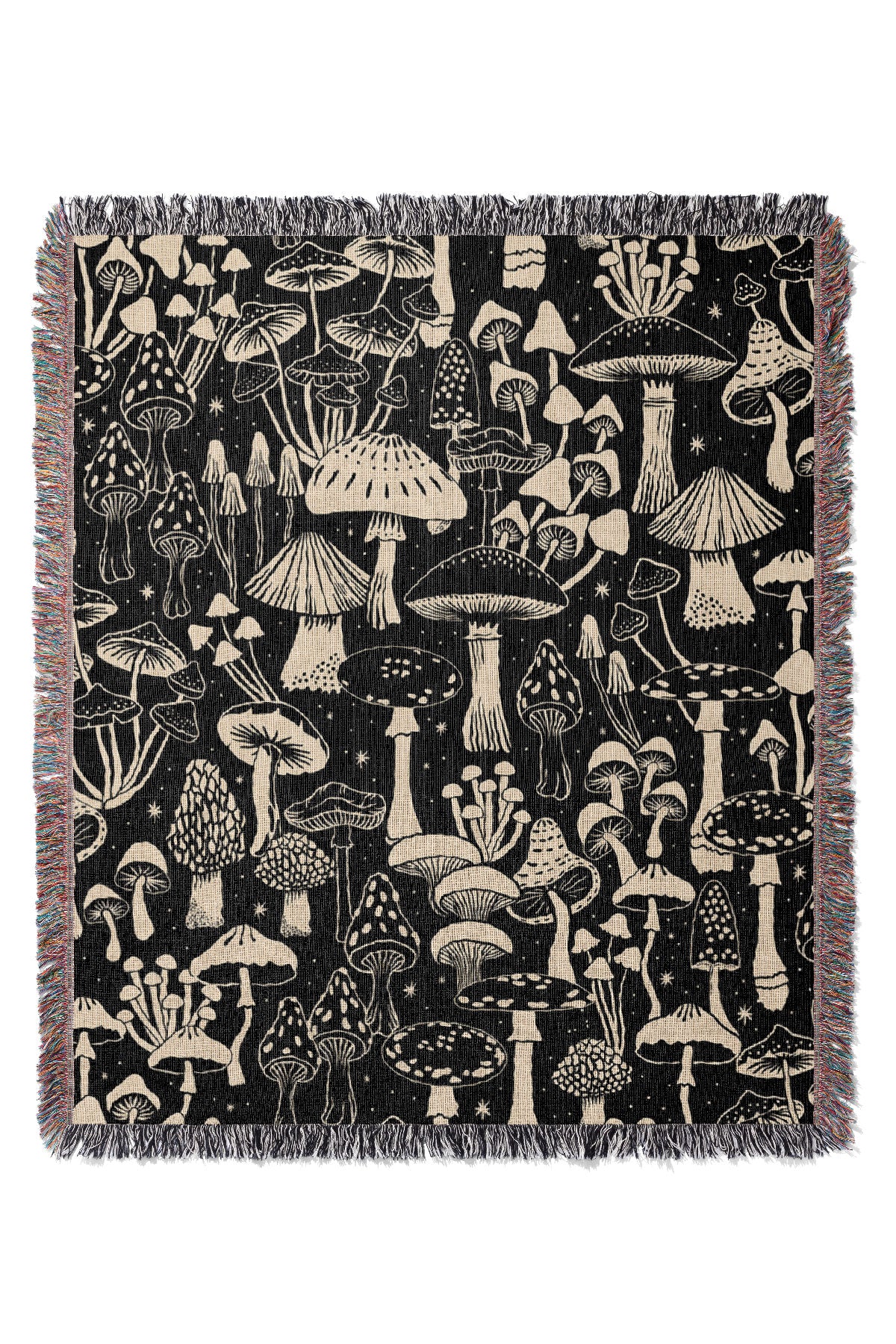 Mushroom Collection by Misentangledvision Jacquard Woven Blanket (Black) | Harper & Blake