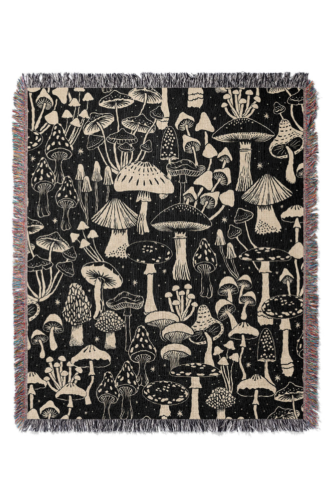 
            
                Load image into Gallery viewer, Mushroom Collection by Misentangledvision Jacquard Woven Blanket (Black) | Harper &amp;amp; Blake
            
        