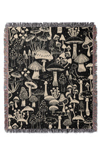 Mushroom Collection by Misentangledvision Jacquard Woven Blanket (Black)