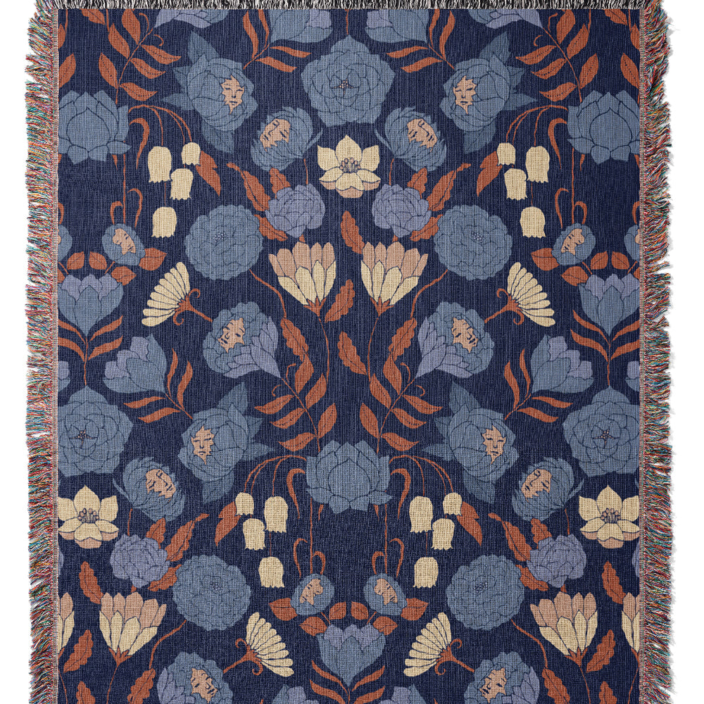 Mystery Garden by Cecilia Mok Jacquard Woven Blanket (Purple) | Harper & Blake