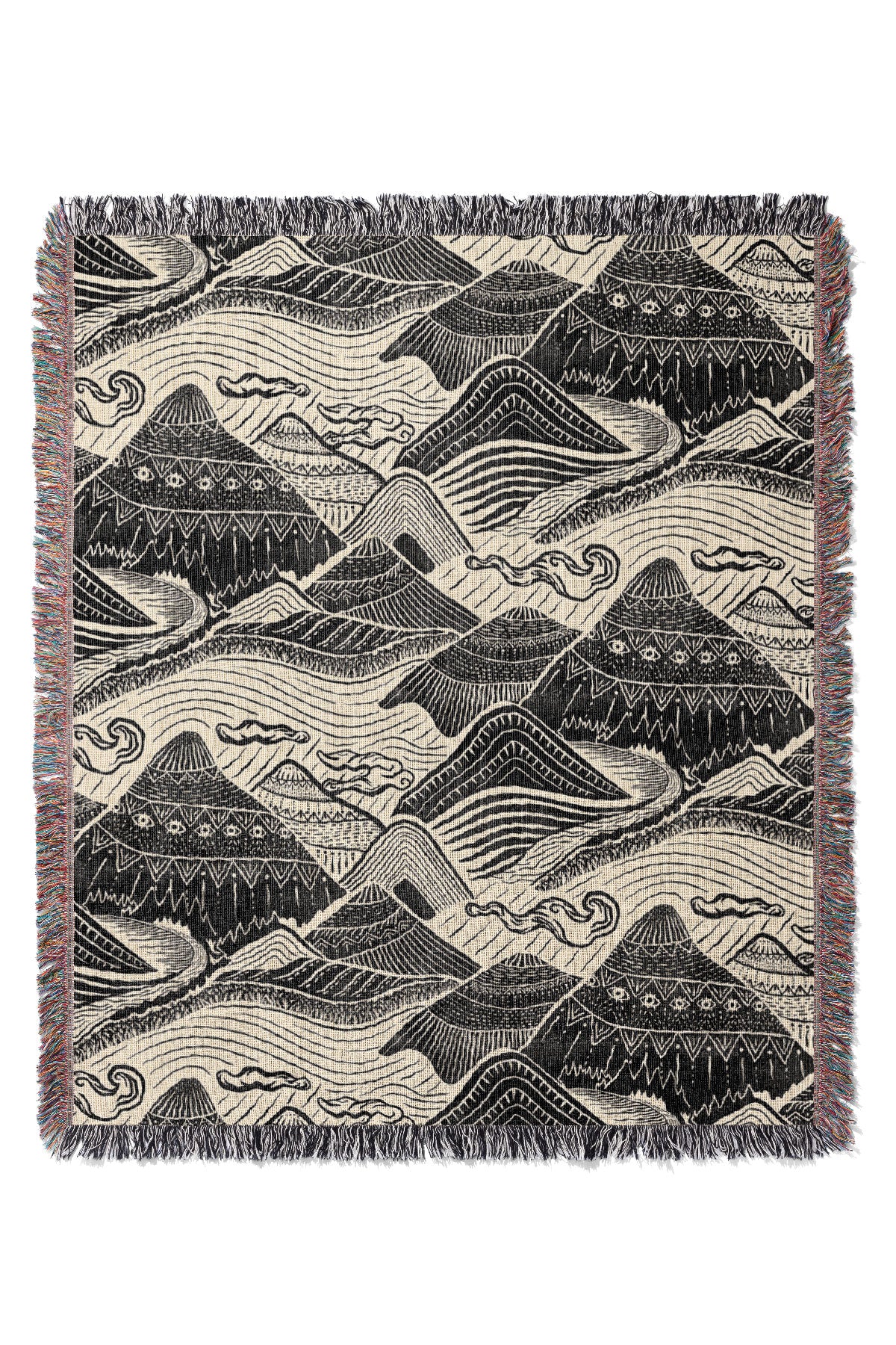 Mystical Mountains by Misentangledvision Jacquard Woven Blanket (Monochrome) | Harper & Blake