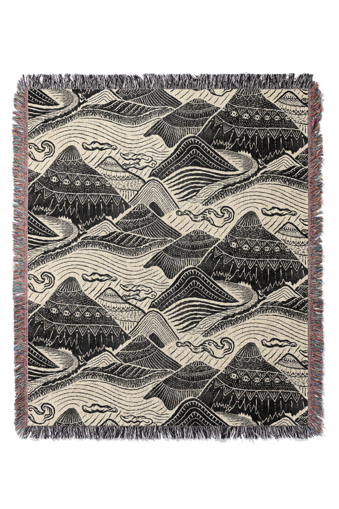 Mystical Mountains by Misentangledvision Jacquard Woven Blanket (Monochrome)