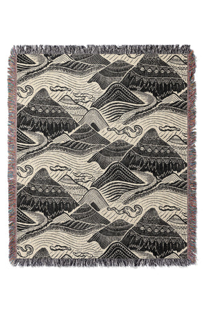Mystical Mountains by Misentangledvision Jacquard Woven Blanket (Monochrome) | Harper & Blake