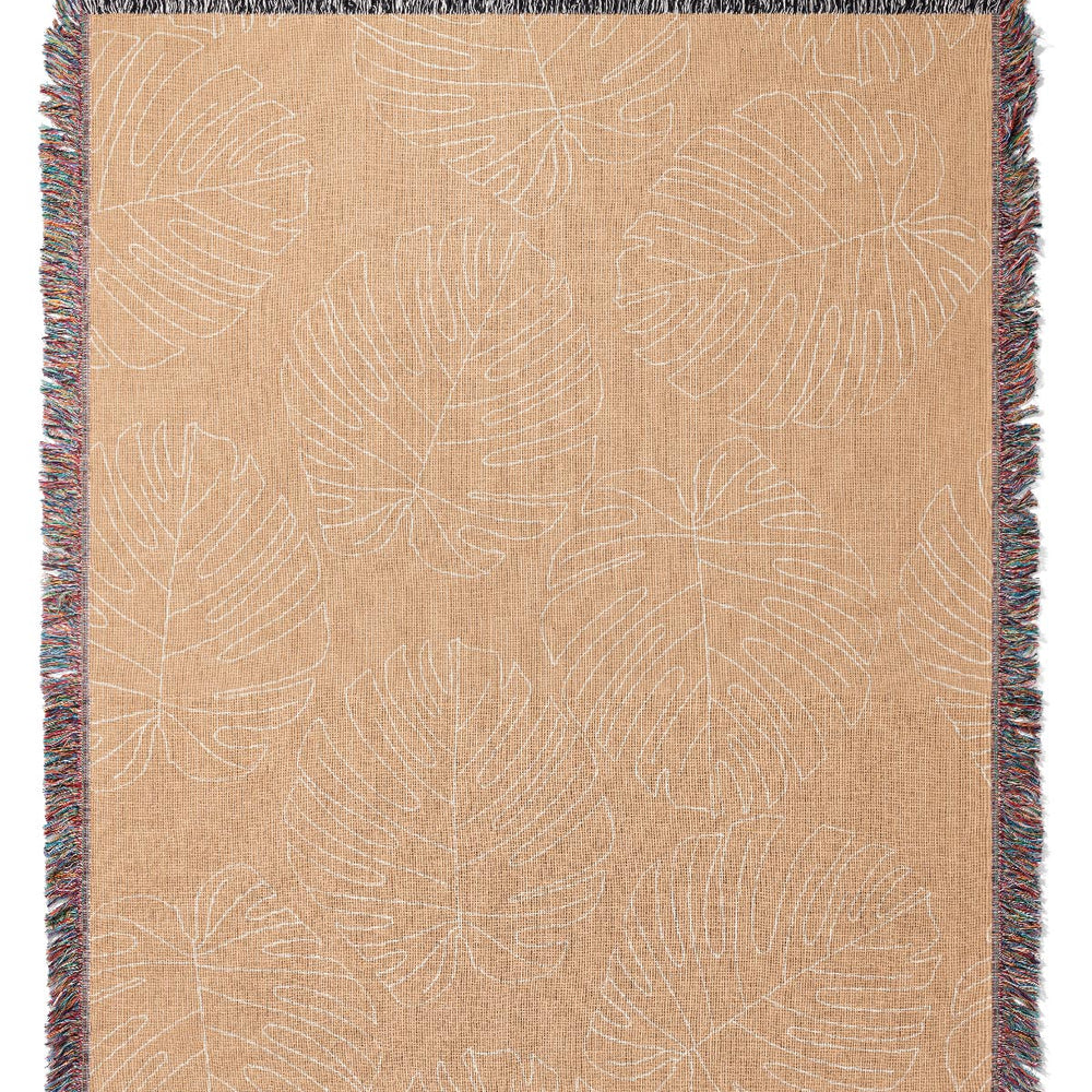 
                  
                    Monstera Plant Line Art Jacquard Woven Blanket (Peach) | Harper & Blake
                  
                