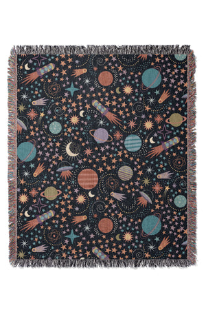 
            
                Load image into Gallery viewer, Space Adventures by Misentangledvision Jacquard Woven Blanket (Black) | Harper &amp;amp; Blake
            
        