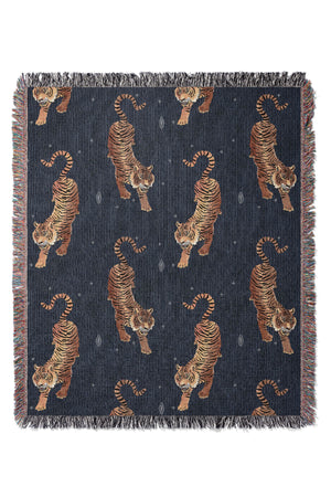 
            
                Load image into Gallery viewer, Tigers Steel by Misentangledvision Jacquard Woven Blanket (Blue) | Harper &amp;amp; Blake
            
        