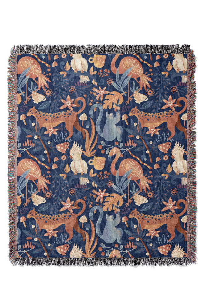 Tropical Dreams By Fineapple Pair Jacquard Woven Blanket (Blue) | Harper & Blake