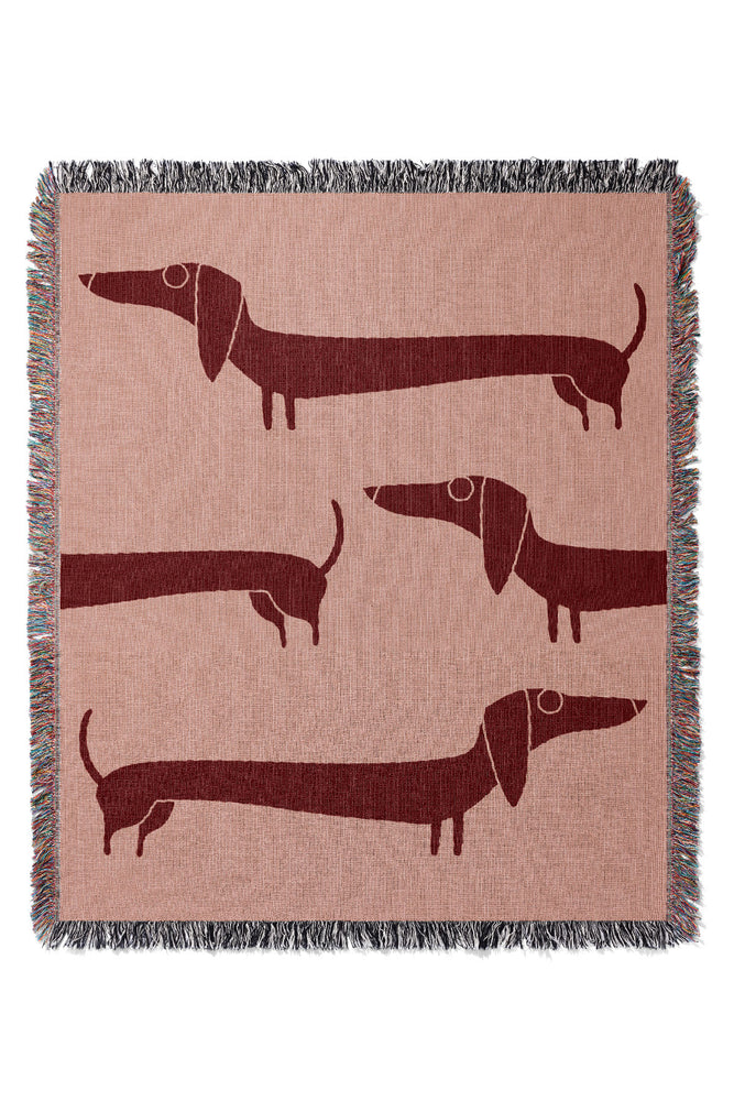 
            
                Load image into Gallery viewer, Two Tone Sausage Dog Jacquard Woven Blanket (Pink) | Harper &amp;amp; Blake
            
        