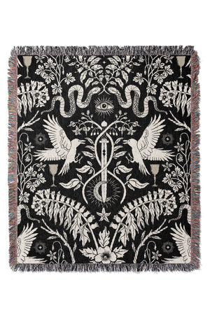 Witch Garden by Misentangledvision Jacquard Woven Blanket (Black) | Harper & Blake