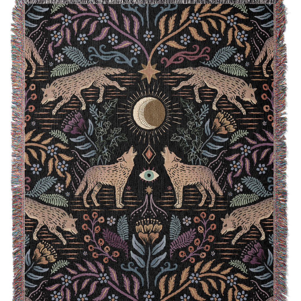 
                  
                    Mystical Grey Wolves by Misentangledvision Jacquard Woven Blanket (Black) | Harper & Blake
                  
                