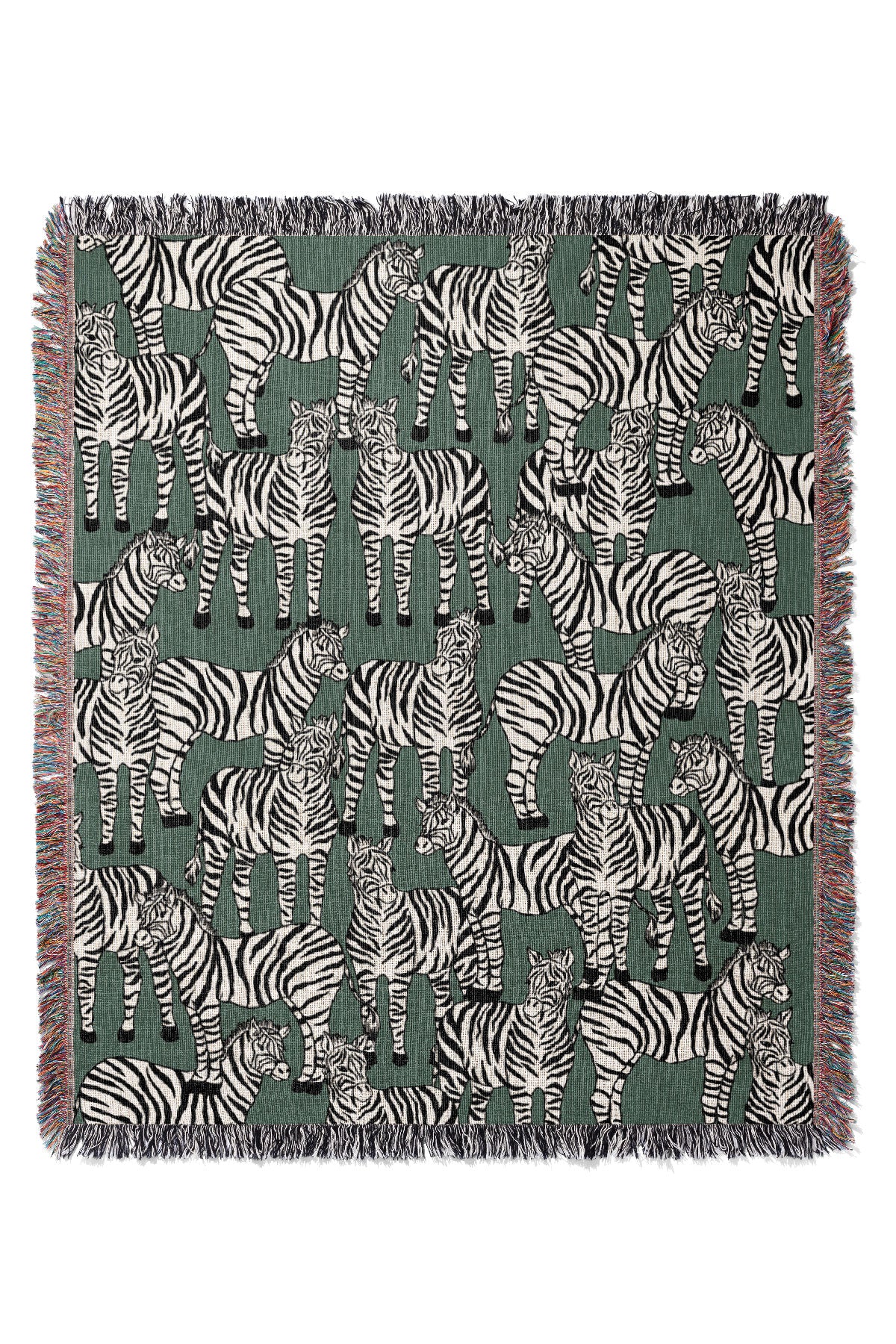 Zebra Pattern Jacquard Woven Blanket (Green) | Harper & Blake