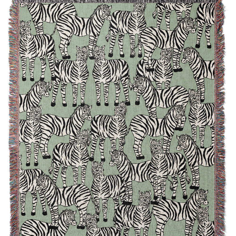 Zebra Pattern Jacquard Woven Blanket (Mint) | Harper & Blake