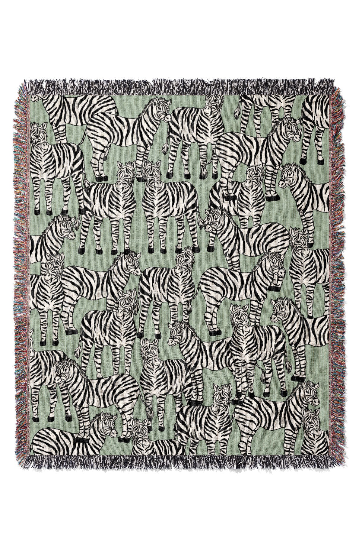 Zebra Pattern Jacquard Woven Blanket (Mint) | Harper & Blake