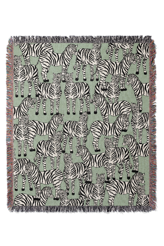 
            
                Load image into Gallery viewer, Zebra Pattern Jacquard Woven Blanket (Mint) | Harper &amp;amp; Blake
            
        