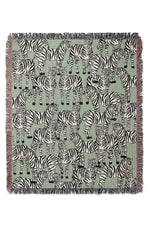Zebra Pattern Jacquard Woven Blanket (Mint)