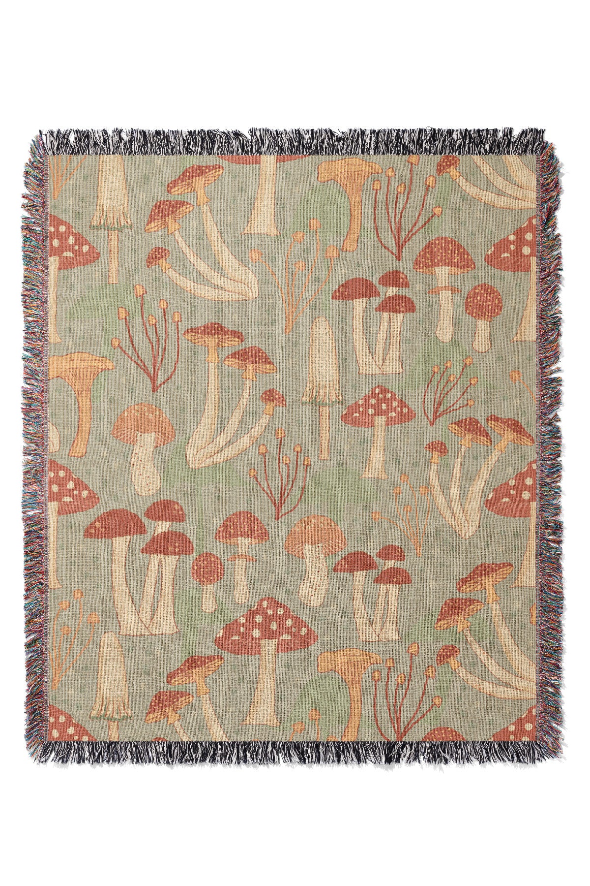 Fabulous Funghi Jacquard Woven Blanket (Green) | Harper & Blake