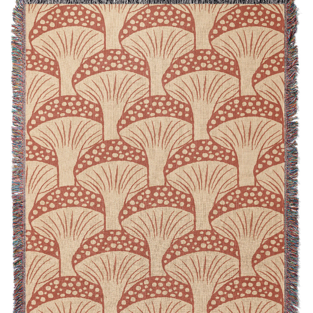 Fabulous Funghi Dawn by Elissa Rua Jacquard Woven Blanket (Red) | Harper & Blake