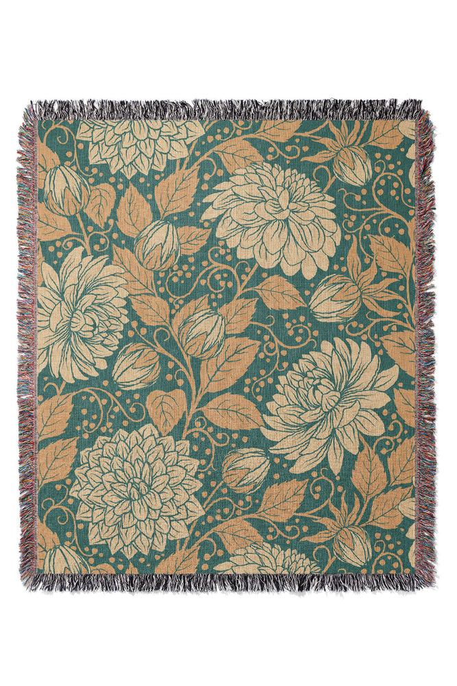 Dahlia by Elissa Rua Jacquard Woven Blanket (Teal) | Harper & Blake