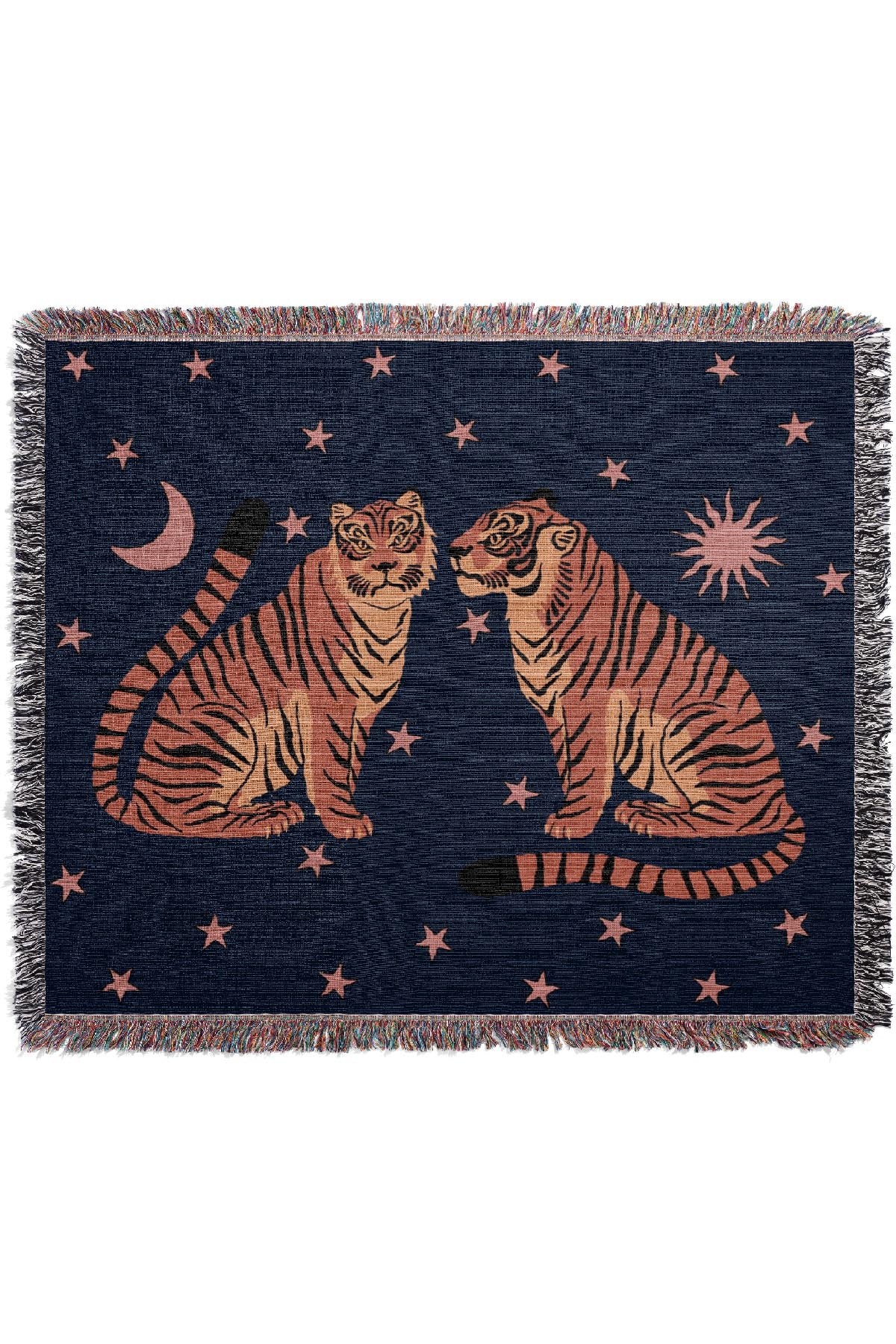 Two Star Tigers Jacquard Woven Blanket (Deep Blue) | Harper & Blake