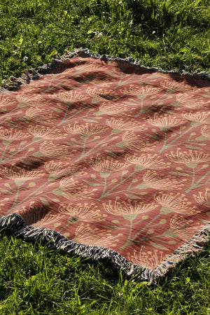 Eucalyptus By Jackie Tahara Jacquard Woven Blanket (Living Coral) | Harper & Blake