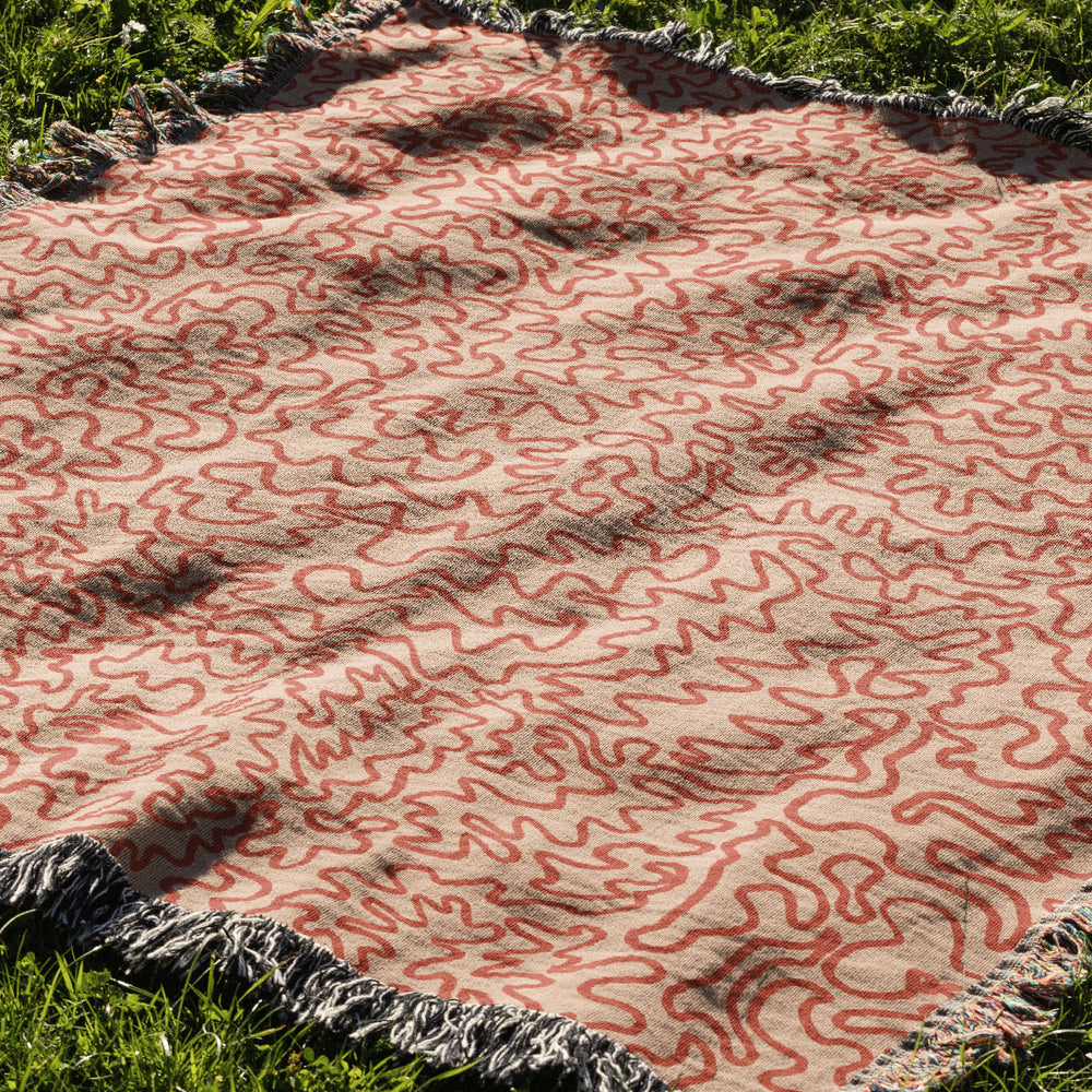 
                  
                    Doodle Line Art Jacquard Woven Blanket (Coral Pink) | Harper & Blake
                  
                