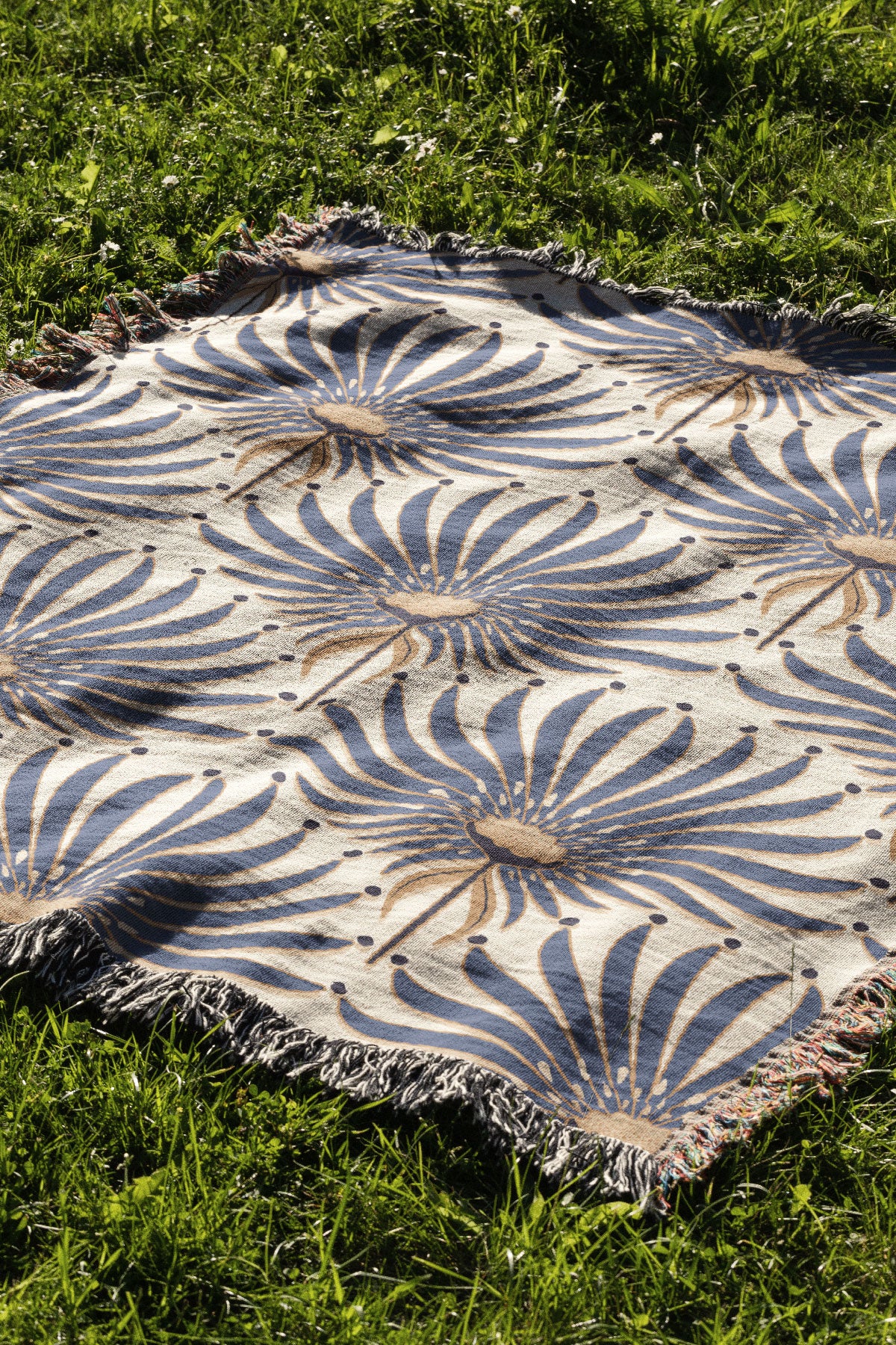 Geometric Flower by Garabateo Jacquard Woven Blanket (Very Peri) | Harper & Blake