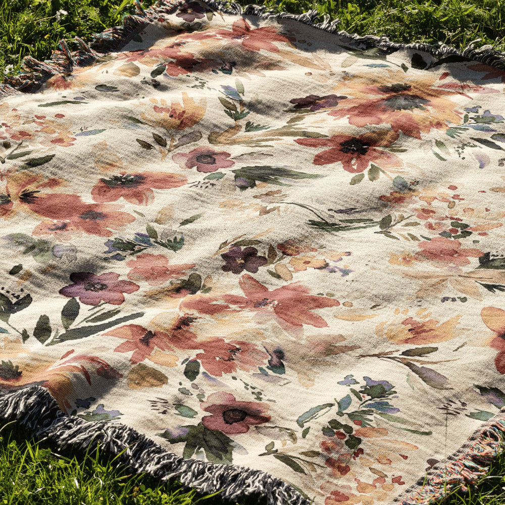 
                  
                    Painterly Tropical Flowers By Ninola Design Jacquard Woven Blanket (Beige) | Harper & Blake
                  
                