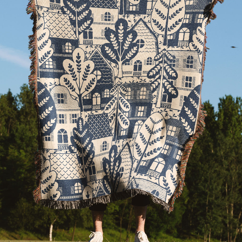 
                  
                    Adventure Travel Block by Garabateo Jacquard Woven Blanket (Blue) | Harper & Blake
                  
                