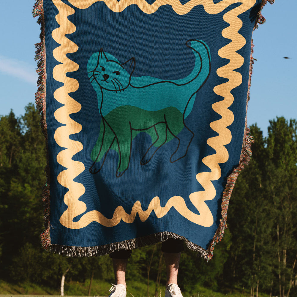 
                  
                    Cat Colour Swirl Jacquard Woven Blanket (Blue) | Harper & Blake
                  
                