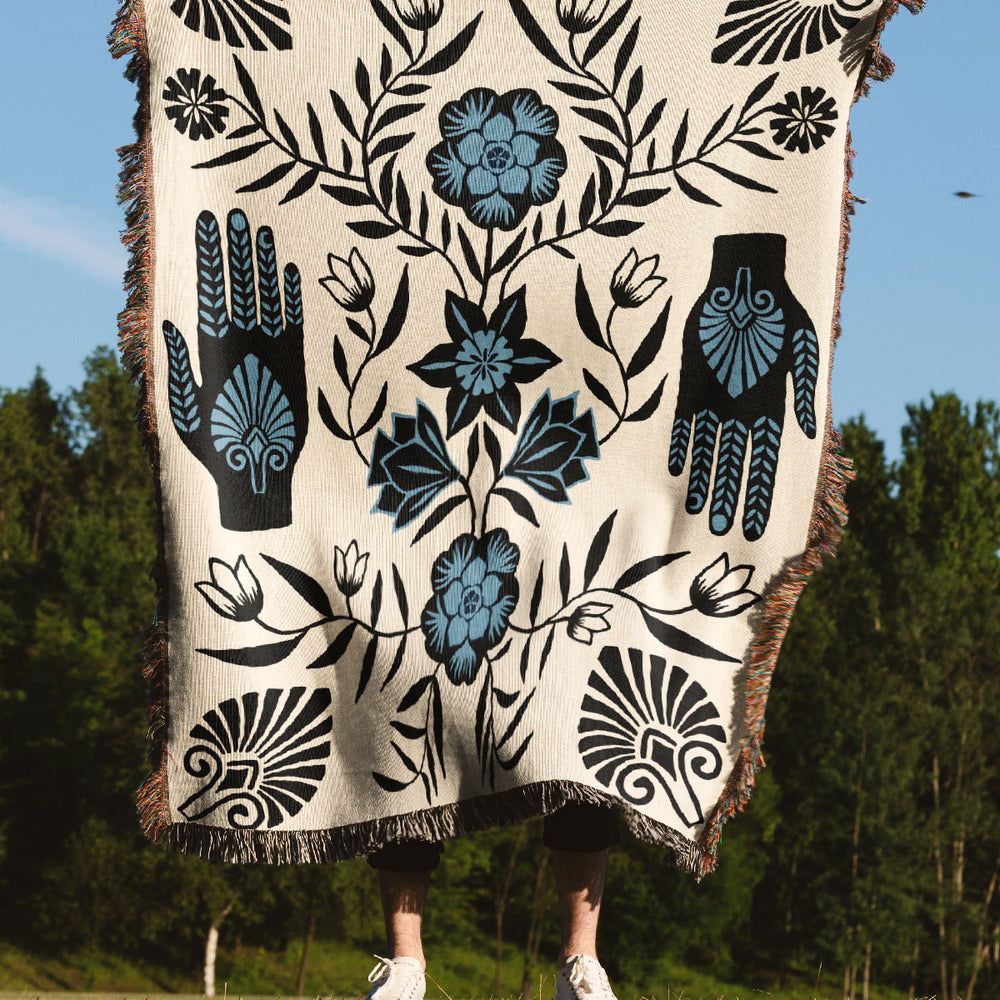 
                  
                    Flower Hands Jacquard Woven Blanket (Off White Blue) | Harper & Blake
                  
                